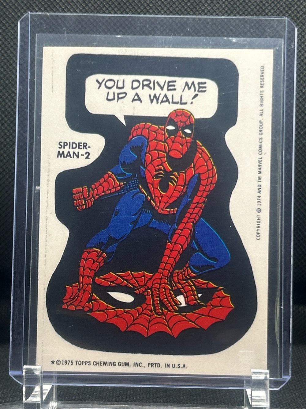 Vintage 1975 Topps Marvel Comic Book Heroes Sticker SPIDER-MAN - 2 White Back